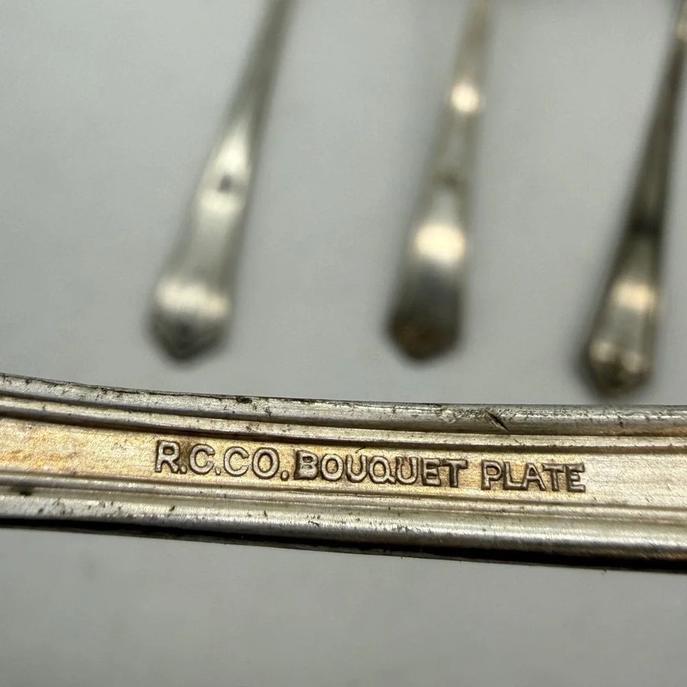 Vintage RC Co Bouquet Silver‎ Plate Serving Set 5pc Pie Server Ladle Meat Fork
